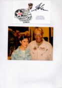 Tuskegee Airman Colonel George M Boyd Signed Signature Card With Colour Photo Attached to A4 White