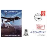 WW2 617 Sqn Pilot Mac Hamilton Signed 51st Anniversary of the Dams Raid FDC. 11 of 50. British Stamp