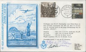 WW2 Flt Lt JA Johns of 153 Squadron Bomber Command Signed 40th Anniversary of Operation Manna 1985