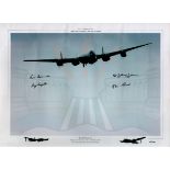 4 Dambusters Signed 16 x 12 inch Colour Lancaster Print. Signatures in Black Marker are Les Munro,