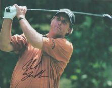 Phil Mickelson signed 10x8 colour photo. Good condition. All autographs come with a Certificate of
