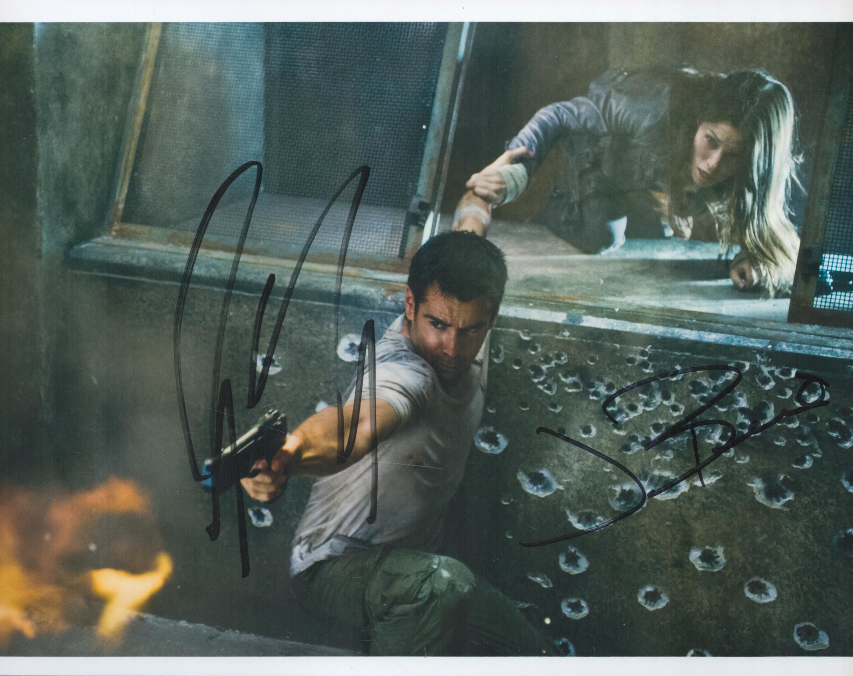 Colin Farrell and Jessica Biel signed 10x8 colour photo. Good condition. All autographs come with