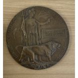 WW1 Death Plaque for Sgt Walter Basey of 2nd Battalion Yorkshire Regiment. Bronze Plated Plaque