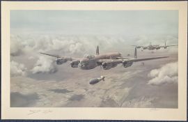 WW2 Flt Sgt Douglas Webb and Bill Townsend Signed Maurice Gardner Colour Print Titled The Grand Slam