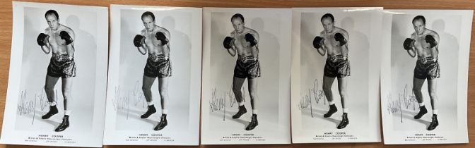 Boxing Collection of 5 Henry Cooper Signed 6x4 inch Black and White Named Photos. All Same Photos.