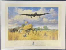 WW2 13 Signed Trevor Lay 27x19 inch Colour Print Titled Safely Gathered In. Limited Edition 213 of