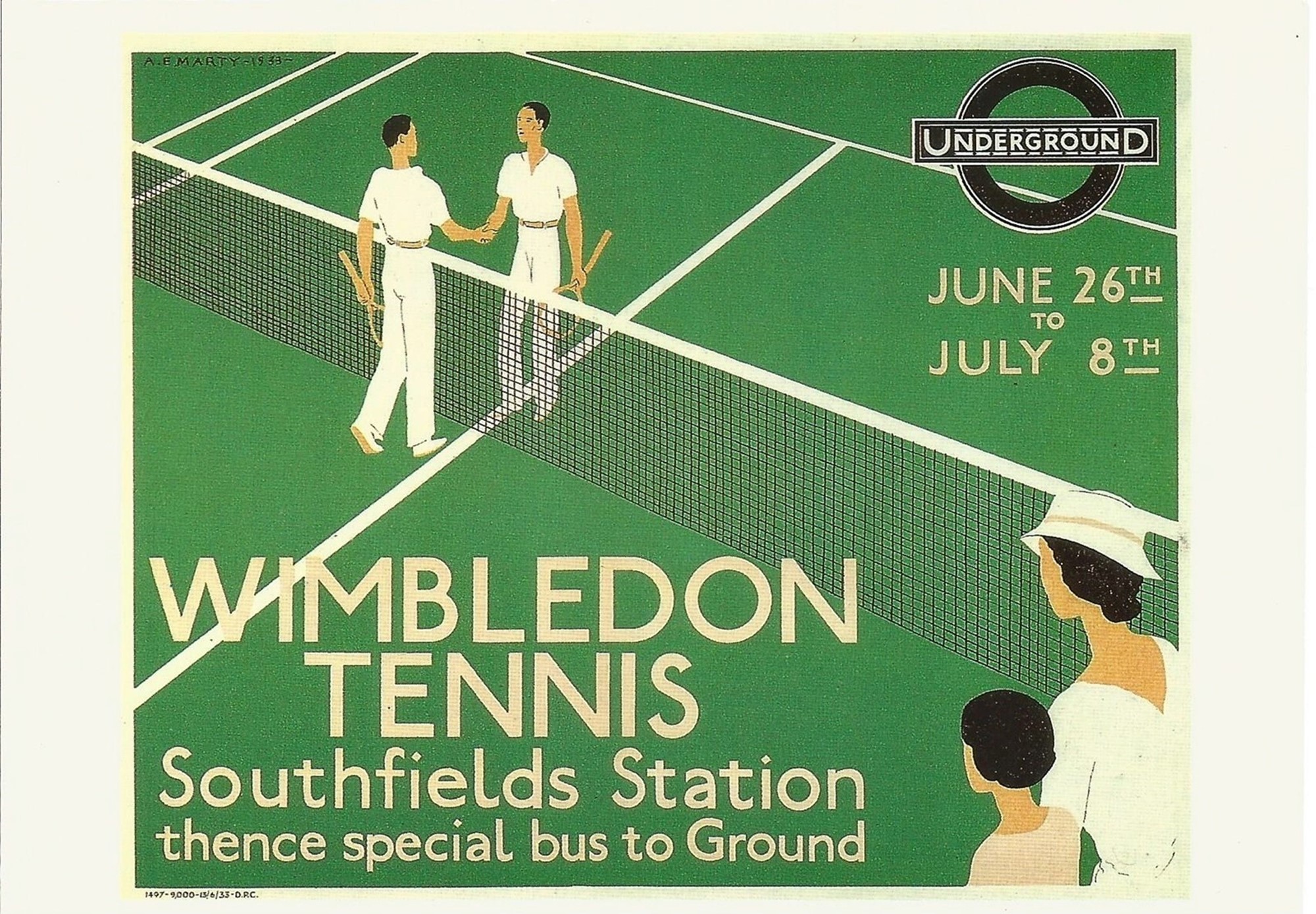 Fred Perry Hand signed Wimbledon Postcard 'Wimbledon Tennis Southfields station' Good condition. - Image 2 of 2