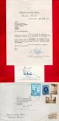 Alejandro Agustin Lanusse signed card, typed letter from secretary and original 1971 mailing