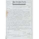 The Kray Twins addressed letter dated 1998. This hand written letter is on headed paper from Ronsons