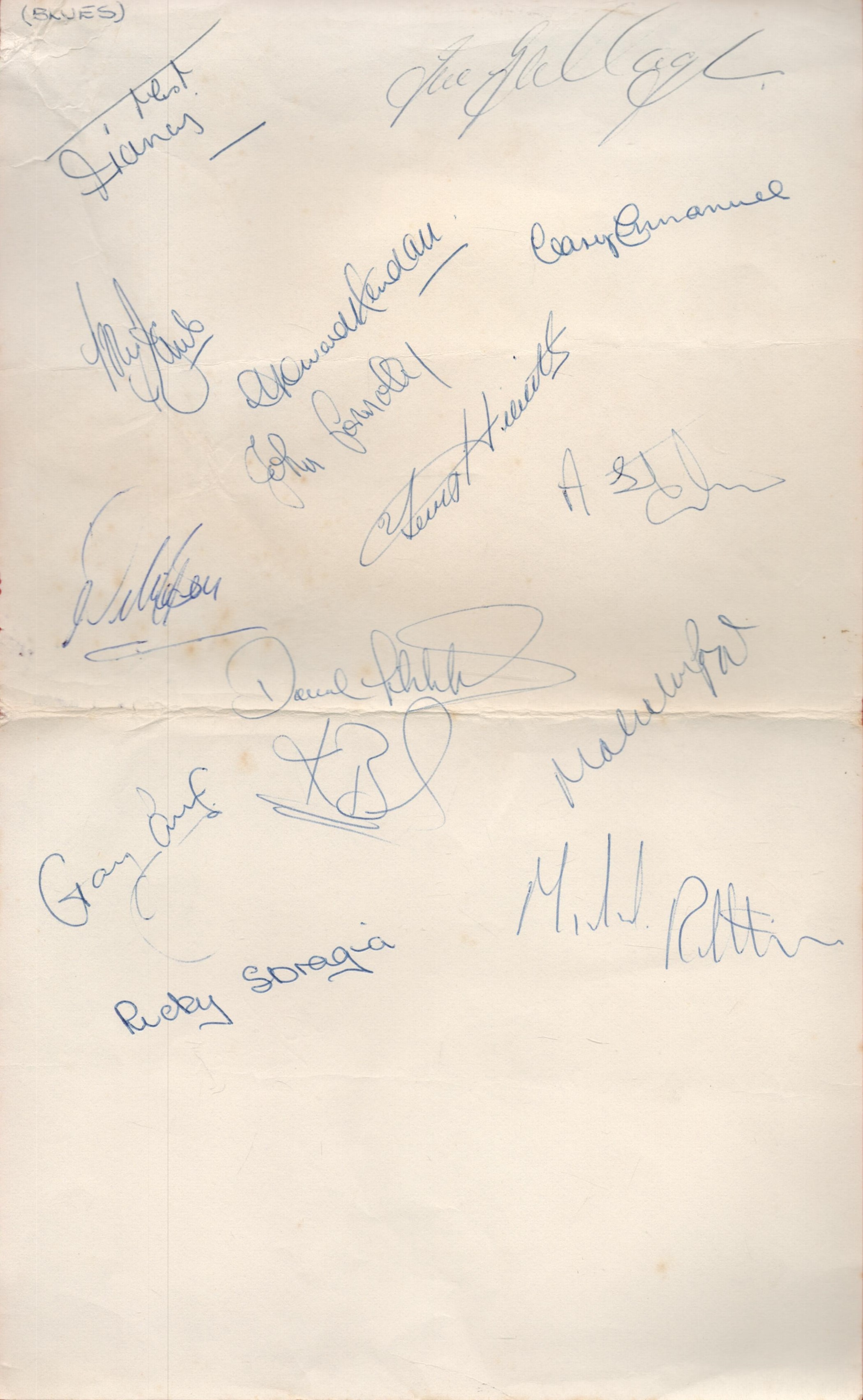 Birmingham City FC Signature Collection on 13 x 8 Sheet of Paper. Signatures include Trevor Francis,