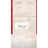 Actor Luis Hayward signed card with original mailing envelope and compliment slip. (1909-1985). Born