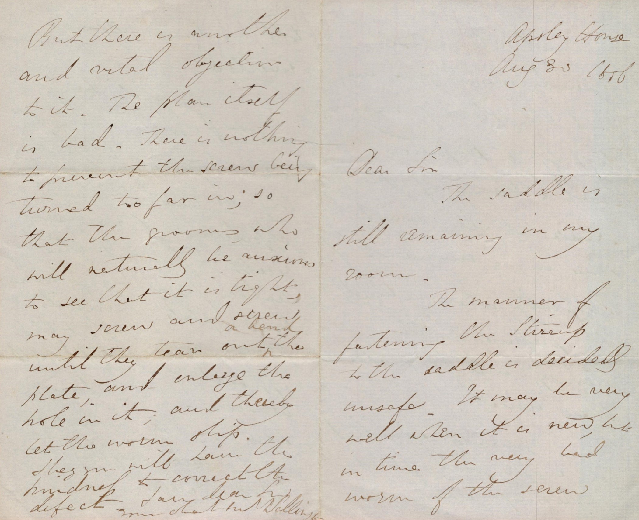 Lieutenant-General Arthur Richard Wellesley, 2nd Duke of Wellington Signed ALS Dated 30/8/1856.