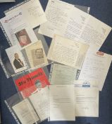 Entertainment TLS/ ALS/ compliment slips/ signed photo collection. Signatures include Michael Aspel,