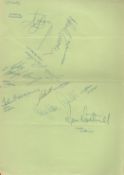 Aston Villa FC Vintage Autograph Sheet. A4 Size. Signatures include Jimmy Rimmer, John Robson, Frank