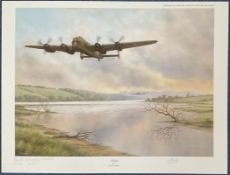 WW2 Dambuster Colin Cole and Keith (Softy) Stretch Signed Colour Print Titled Prelude by Geoffrey