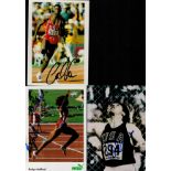 USA Athletics legends collection 3 fantastic signed photos includes Carl Lewis, Evelyn Ashford and