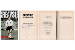Jimmy Greaves signed hardback book titled Greavsie signature on the inside title page. Good