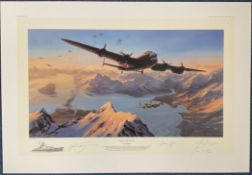 WW2 4 Signed Nicolas Trudgian Colour Print Titled Sinking The Tirpitz. 8/25 AP. Signed in pencil