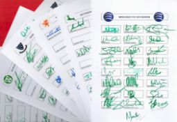 Cricket signed collection of 6 x County Cricket Club Team sheets for 2015 Season includes