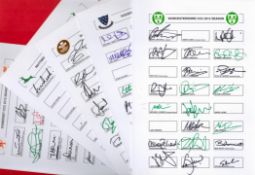 Cricket signed collection of 6 x County Cricket Club Team sheets for 2012 Season includes