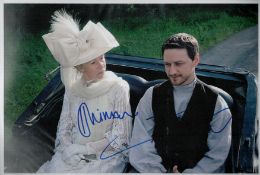 Helen Mirren and James McAvoy signed 12x8 colour photo. Good condition. All autographs come with a