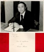 Mohammed Karim Lamrani signed 8 x 6 inch b/w photo at his desk, to Michael Pinchbeck. He was a