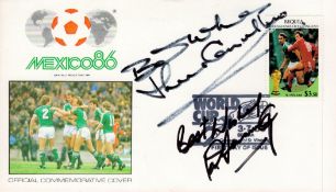 Jack Charlton and Pat Jennings Signed Mexico 86 Official Commemorative FDC. Signed in black ink.