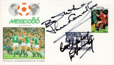 Jack Charlton and Pat Jennings Signed Mexico 86 Official Commemorative FDC. Signed in black ink.