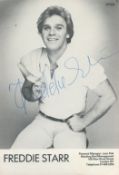 English Comedian Freddie Starr Signed 6x4 inch Black and White Personalised Photo. Signed in blue