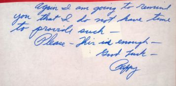 WW2 US fighter ace Pappy Boyington Medal of Honor and Navy Cross signed handwritten note. Good