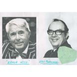 Morecambe and Wise signed 4x4 irregular cut album page. Eric Morecambe (John Eric Bartholomew, 14