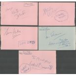 Celebrities Signed pages collection of 10. Signatures include Isobel Barnett, Jackie Trent, Sam