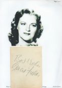 Gracie Fields signed 6x4 album page. Dame Gracie Fields DBE OStJ (born Grace Stansfield; 9 January