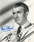 Jimmy Stewart signed 10 x 8 inch b/w photo. Marks on back where removed from album, front in