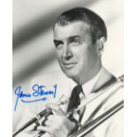 Jimmy Stewart signed 10 x 8 inch b/w photo. Marks on back where removed from album, front in