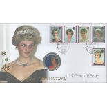 Lady Sarah McCorquodale Signed 10th Anniv Princess Diana Coin FDC. Signed in black ink. 5 Diana