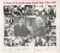 Desmond Llewelyn signed 7x7 montage commemorative photo card, dedicated to Cliff. This lovely