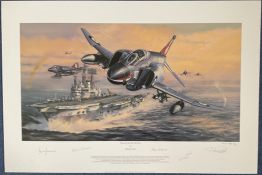 WW2 5 Signed Phantoms and the Ark Royal Colour Print by Philip E West. Artist Proof 2/40. Signed