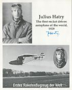 Julius Hatry German Jet Rocket pioneer signed 10x8 black and white photo. Julius Hatry (30