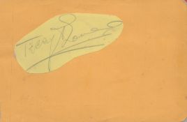 Terry Thomas signed 4x2 irregular album page cutting affixed to 7x5 card. Terry-Thomas (born