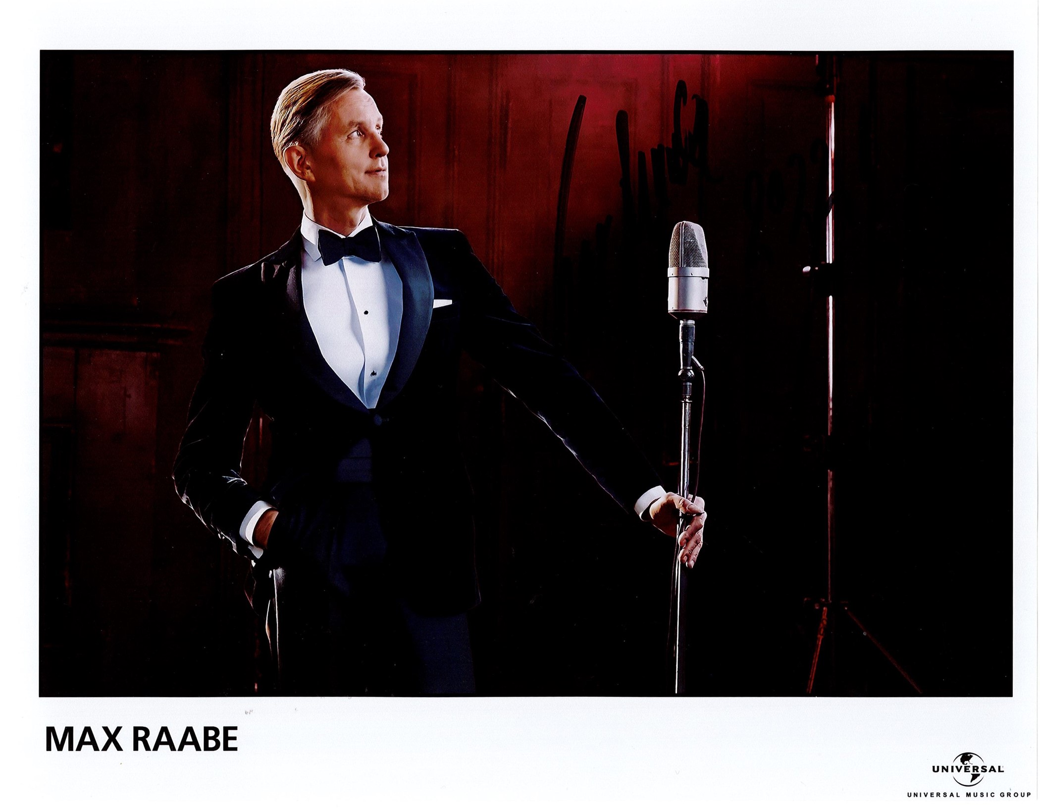 Max Raabe Signed 10x8 inch Personalised Colour Photo. Signed in black ink. Good condition. All