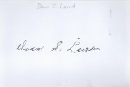 Dean S. Laird A white card (measuring 6"x4") nicely signed in black pen also known as "Diz"