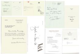 Political and military miscellaneous collection of signed compliments slips and letters.