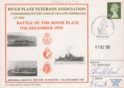 WW2 FL Bond and J Smith Signed Battle of The River Plate 13th Dec 1939 FDC137 of 181 Covers