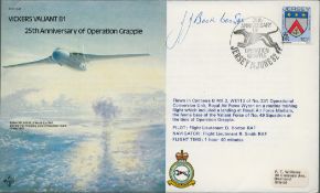 JJ Booth (600 Sqn) Signed 25th Anniversary of Operation Grapple FDC. Jersey Stamp and 15 June 82