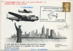 WW2 Ray Leach Signed Commemorating 35th Anniv of Operation Lancaster FDC. 102 of 1296 Covers Issued.