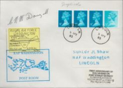 RAF Sqn Ldr C N McDougall Signed RAF Waddington FDC. 1st Anniversary of Vulcan Raid on Port