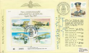 RAF WW2 Johnny W C Squier signed '70th Anniversary of the Battle of Arras's FDC. April-May 1917.