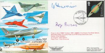 Jimmy Harrison OBE Signed Avro 707 First Flight 4th September 1949 FDC. Stamped Signature of Roy