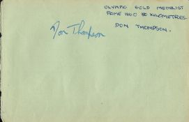 Don Thompson 1960 Olympic Legend signed 6x4 album page. Donald James Thompson MBE (20 January 1933 -